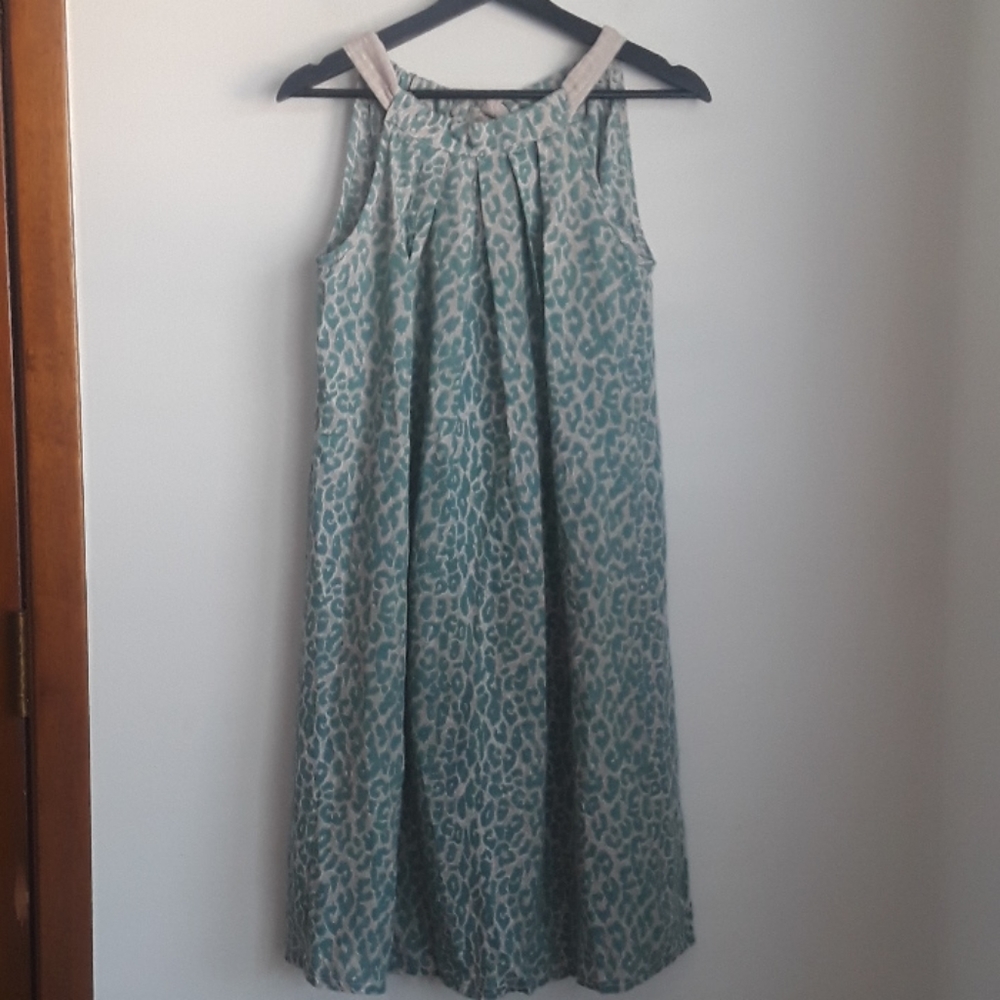 BELLAMBRA | LINEN LEOPARD HALTER DRESS SZ S